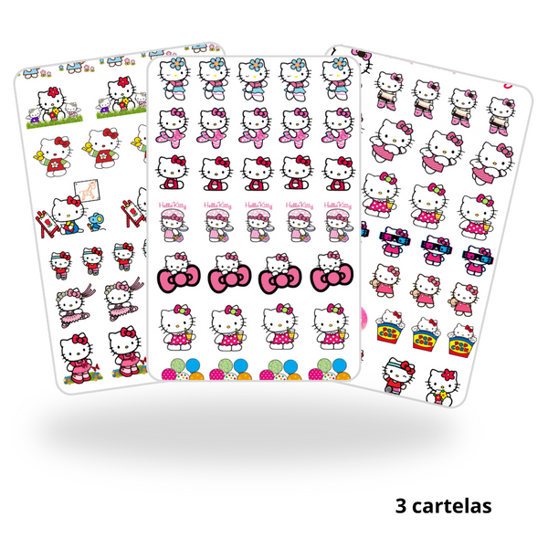 3 Cartela de Adesivos Hello Kitty - Danii Stickers